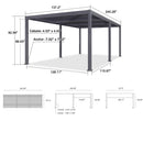 PURPLE LEAF Louvered Pergola 11.4' x 20.4' Outdoor Aluminum Pergola with Adjustable Roof for Deck Backyard Garden Grey Hardtop Gazebo - Purple Leaf Garden