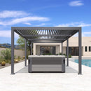 PURPLE LEAF Louvered Pergola 11.4' x 20.4' Outdoor Aluminum Pergola with Adjustable Roof for Deck Backyard Garden Grey Hardtop Gazebo - Purple Leaf Garden