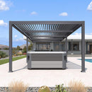 PURPLE LEAF Louvered Pergola 11.4' x 27.2' Outdoor Aluminum Pergola with Adjustable Roof for Deck Backyard Garden Grey Hardtop Gazebo - Purple Leaf Garden