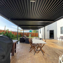 PURPLE LEAF Louvered Pergola 11.4' x 27.2' Outdoor Aluminum Pergola with Adjustable Roof for Deck Backyard Garden Grey Hardtop Gazebo - Purple Leaf Garden