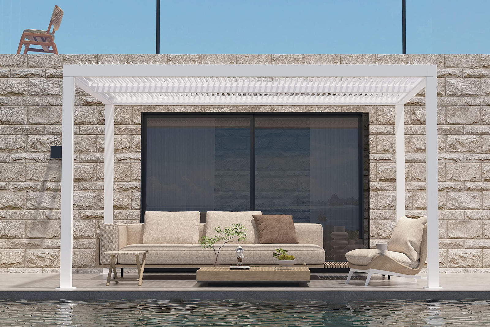 Adjustable Pergola with Louvered Roof | Modern White Design