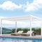 PURPLE LEAF Louvered Pergola Modern White Pergola with Adjustable Roof for Deck Backyard Garden