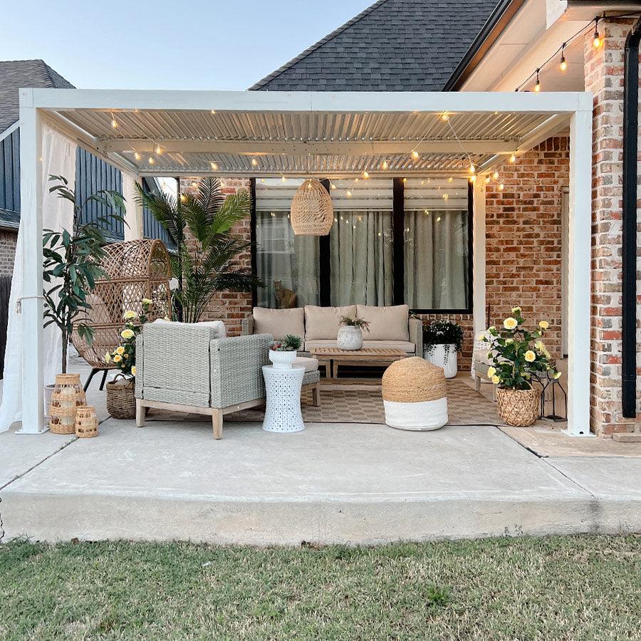 Adjustable Pergola with Louvered Roof | Modern White Design