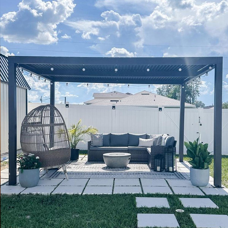 louvered pergola for rain protection