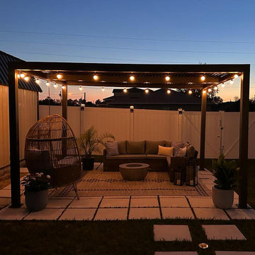 PURPLE LEAF Louvered Pergola Outdoor Aluminum Pergola with Adjustable Roof  for Deck Backyard Garden Hardtop Gazebo