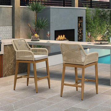 Bar Stools Set of Aluminum Outdoor Bar Chair with Cushion