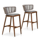 PURPLE LEAF Outdoor Bar Stools Set of 2, Aluminum Frame, Cradle back, Height Stools Chair - Purple Leaf Garden