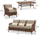 PURPLE LEAF Outdoor Conversation Sets 4-Piece Patio Wicker Rattan Furniture Sofa Sets with Table - Purple Leaf Garden