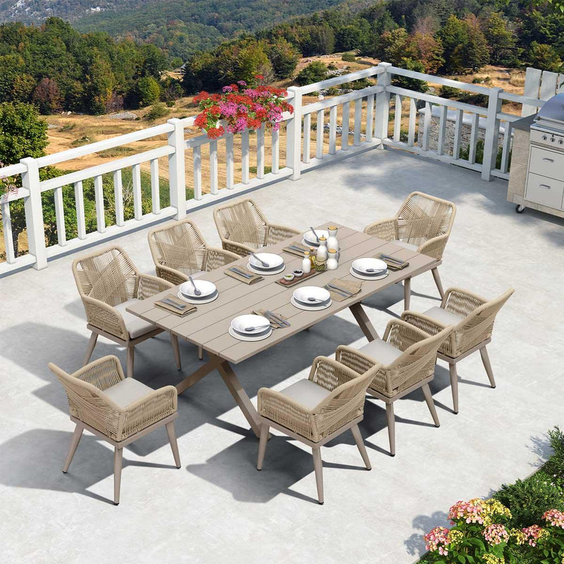 PURPLE LEAF Outdoor Dining Set All-Weather PE Rattan Outdoor Patio Furniture Set with Aluminum Frame - Purple Leaf Garden