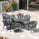 PURPLE LEAF Outdoor Dining Set Rattan Dining Chairs and Table for Garden Patio - Purple Leaf Garden