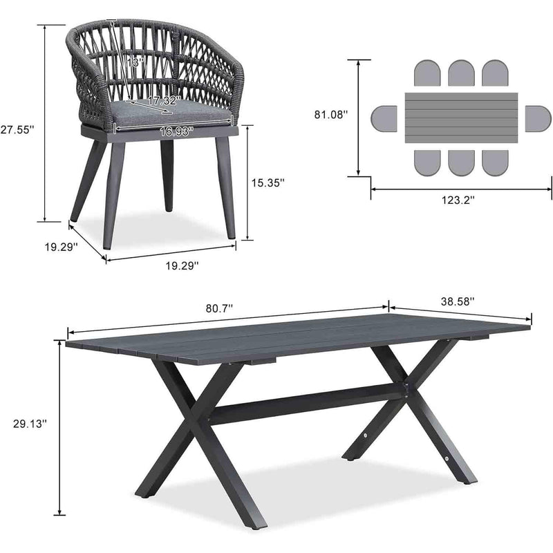 PURPLE LEAF Outdoor Dining Set Rattan Dining Chairs and Table for Garden Patio - Purple Leaf Garden