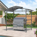 PURPLE LEAF Outdoor Grill Gazebo Polycarbonate Roof with Built-in Shelves for Hardtop Gazebo Patio BBQ UV Protected Deck Grey - Purple Leaf Garden