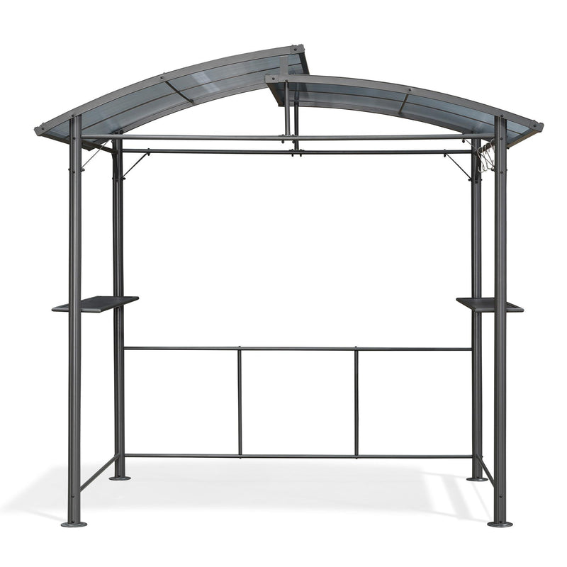 PURPLE LEAF Outdoor Grill Gazebo Polycarbonate Roof with Built-in Shelves for Hardtop Gazebo Patio BBQ UV Protected Deck Grey - Purple Leaf Garden