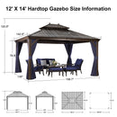 PURPLE LEAF Outdoor Hardtop Gazebo for Patio Bronze Aluminum Frame Pavilion with Navy-Blue Curtain - Purple Leaf Garden