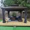 PURPLE LEAF Outdoor Hardtop Gazebo for Patio Bronze Aluminum Frame Pavilion with Navy-Blue Curtain - Purple Leaf Garden