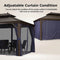 PURPLE LEAF 12' x 20' Large Outdoor Hardtop Gazebo for Patio Backyard with Double Bronze Hard Roof and Navy Blue Curtains