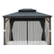 PURPLE LEAF Outdoor Hardtop Gazebo for Patio Grey Aluminum Frame Pavilion with Khaki curtains