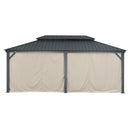 PURPLE LEAF Outdoor Hardtop Gazebo for Patio Grey Aluminum Frame Pavilion with Khaki curtains