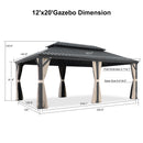 PURPLE LEAF Outdoor Hardtop Gazebo for Patio Grey Aluminum Frame Pavilion with Khaki curtains