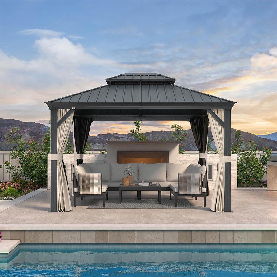 Double-Top Hardtop Gazebo | Aluminum Patio Pavilion