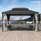 PURPLE LEAF Outdoor Hardtop Gazebo for Patio Grey Aluminum Frame Pavilion with Khaki curtains