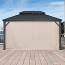 PURPLE LEAF Outdoor Hardtop Gazebo for Patio Grey Aluminum Frame Pavilion with Khaki curtains