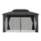 PURPLE LEAF Outdoor Hardtop Gazebo for Patio Grey Aluminum Frame Pavilion with Navy-Blue Curtain - Purple Leaf Garden