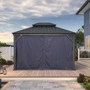 PURPLE LEAF Outdoor Hardtop Gazebo for Patio Grey Aluminum Frame Pavilion with Navy-Blue Curtain - Purple Leaf Garden