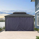 PURPLE LEAF Outdoor Hardtop Gazebo for Patio Grey Aluminum Frame Pavilion with Navy-Blue Curtain - Purple Leaf Garden