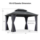 PURPLE LEAF Outdoor Hardtop Gazebo for Patio Grey Aluminum Frame Pavilion with Navy-Blue Curtain - Purple Leaf Garden