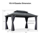 PURPLE LEAF Outdoor Hardtop Gazebo for Patio Grey Aluminum Frame Pavilion with Navy-Blue Curtain - Purple Leaf Garden