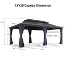 PURPLE LEAF Outdoor Hardtop Gazebo for Patio Grey Aluminum Frame Pavilion with Navy-Blue Curtain - Purple Leaf Garden