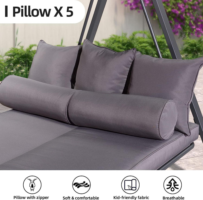 3-Seat Porch Swing Bed | Adjustable Backrest