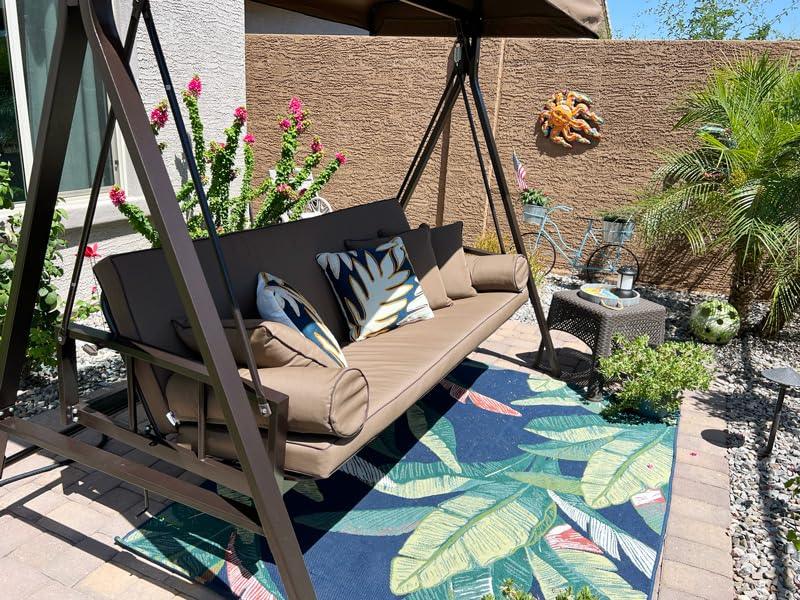 3-Seat Porch Swing Bed | Adjustable Backrest