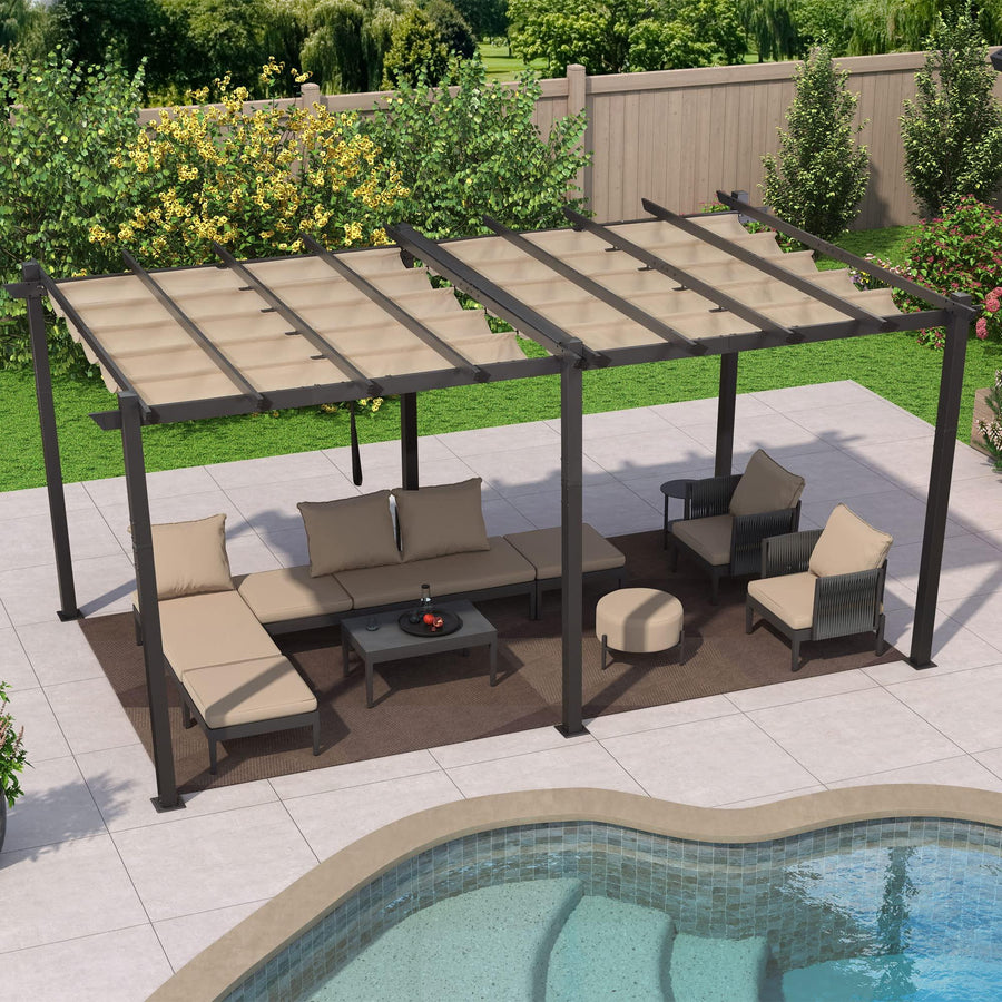 retractable pergola with motorized operation