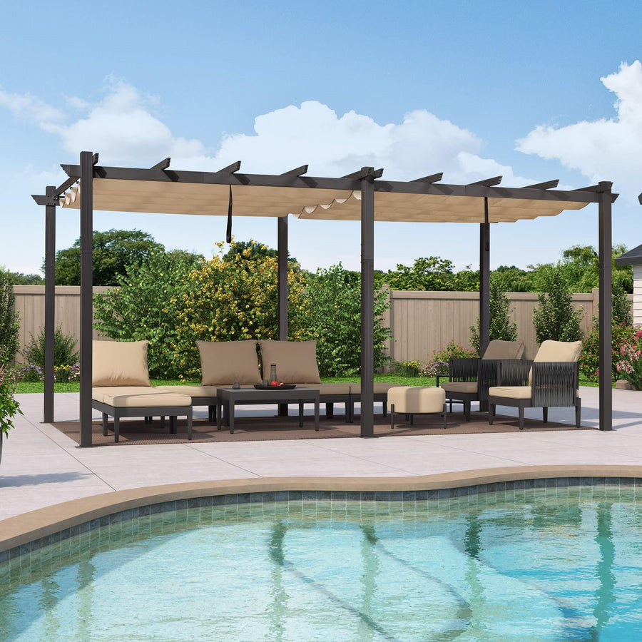 vinyl retractable pergola