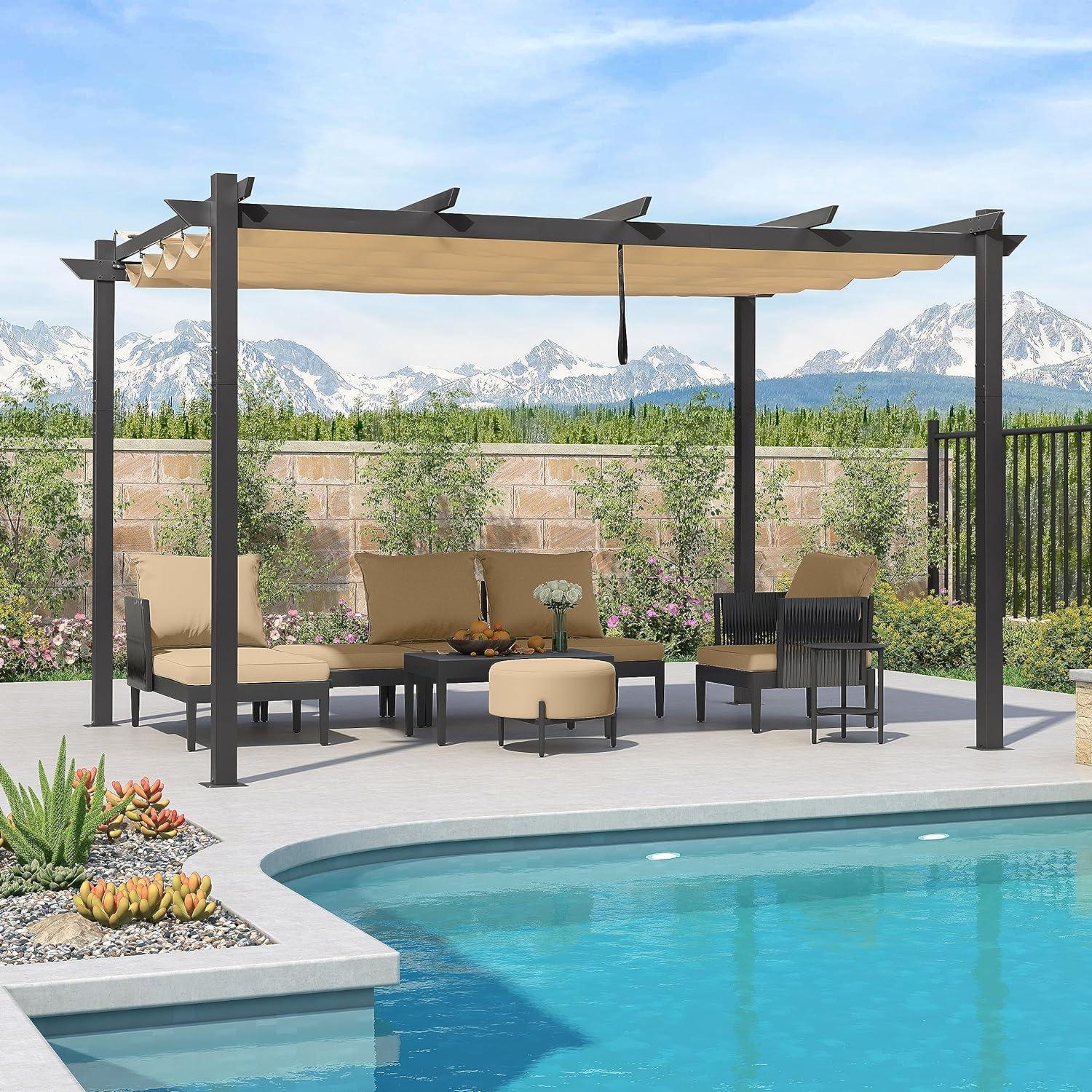 Outdoor Pergola Canopy Cover | Retractable Shade for Patio