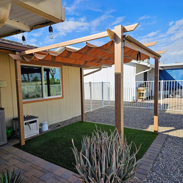 wood trellis awning Outdoor Retractable Pergola 10x13 ft