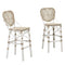 PURPLE LEAF bar stools set of 2 in White Woven bar stools made of high quality PE rattan material, waterproof, vintage white double tube aluminum frame, sturdy and stable, light camel backrests.