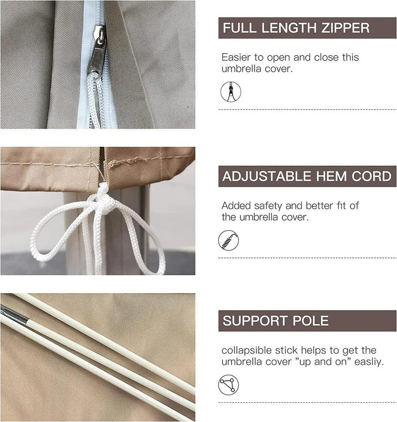 double sided patio umbrella covers with zipper Patio Cantilever Umbrella Beige Cover with Zipper