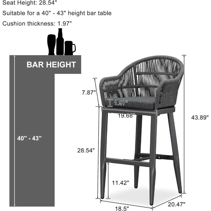 OPEN BOX I PURPLE LEAF Patio Chairs, 2 Set Outdoor Bar Stools Modern Counter Height Bar, Cushions Included