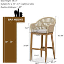 OPEN BOX I PURPLE LEAF Patio Chairs, 2 Set Outdoor Bar Stools Modern Counter Height Bar, Cushions Included