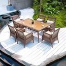 PURPLE LEAF Patio Dining Sets Outdoor Wicker Tempered Glass Top Dining Table - Purple Leaf Garden