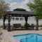 PURPLE LEAF Patio Gazebo for Backyard Grey Hardtop Galvanized Steel Roof Awning with String Lights - Purple Leaf Garden