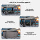 PURPLE LEAF Patio Gazebo for Backyard Grey Hardtop Galvanized Steel Roof Awning with String Lights - Purple Leaf Garden