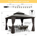 PURPLE LEAF Patio Gazebo for Backyard Grey Hardtop Galvanized Steel Roof Awning with String Lights - Purple Leaf Garden