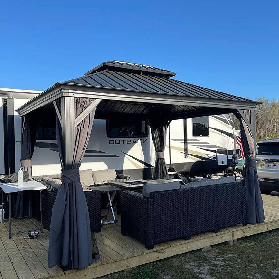 grey gazebo metal roof