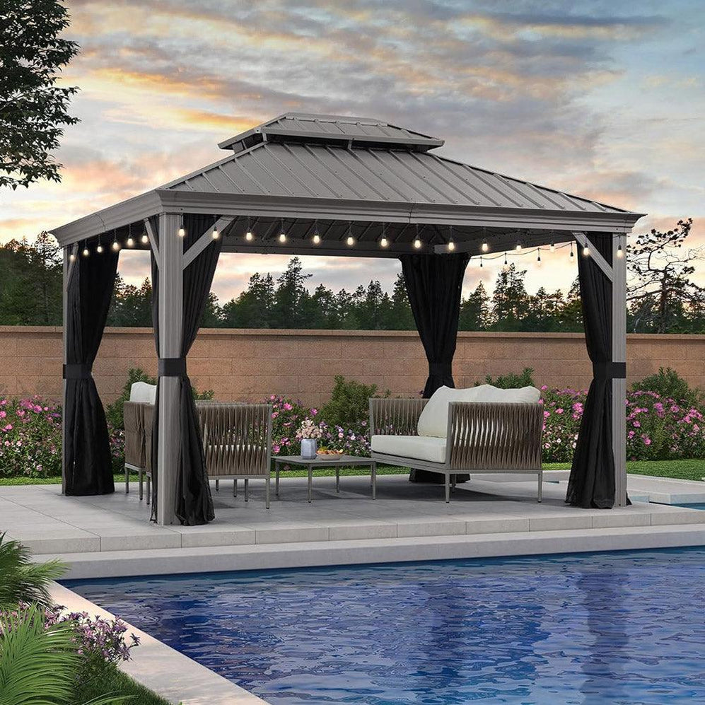 light grey gazebo to complement patio furniture