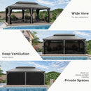 PURPLE LEAF 12' x 20' Large Outdoor Hardtop Gazebo  for Patio Backyard with Double Hard Roof and Netting