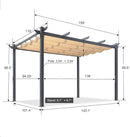 PURPLE LEAF Patio Retractable Pergola with Shade Canopy Modern Grill Gazebo Metal Shelter Pavilion for Porch Deck Garden Backyard Outdoor Pergola, Grey - Purple Leaf Garden